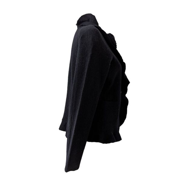 Vintage ALISON SHERI Sz M Black Boiled Wool Witchy Whimsy Goth Boho Cardigan EUC - Picture 8 of 12